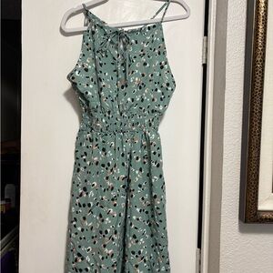 SHEIN Teal and Black Patterned Jumpsuit